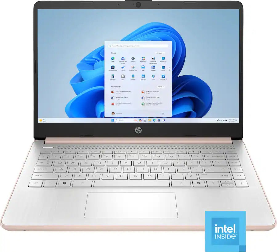 HP 14-dq6105dx 14" HD Laptop N150, 4GB RAM, 128GB UFS, Windows 11 H in S Mode, Pale Rose Gold